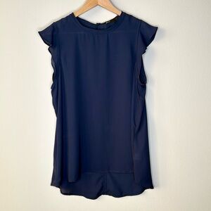 Gibson Nordstrom Flutter Sleeve Sleeveless Flowy Top in Navy Size XL